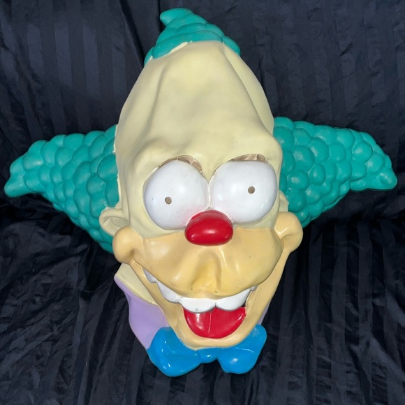 2002 THE SIMPSONS KRUSTY THE CLOWN RUBBER HALLOWEEN MASK MATT GROENING - Picture 1 of 10